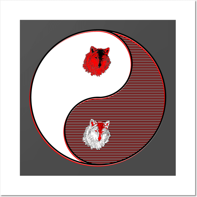 yin yang balance harmony design eastern philosophy wolf Wall Art by 4rpixs